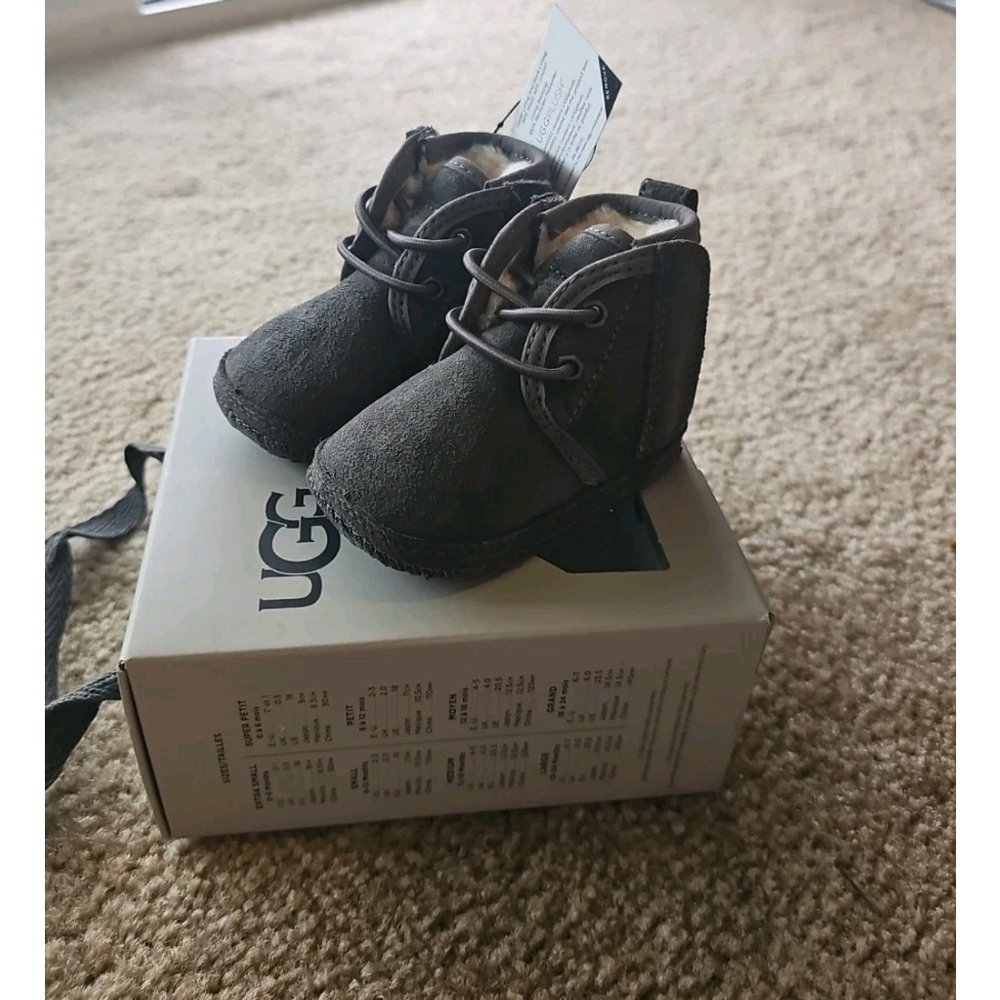 UGG Kids Gray Suede Lace-Up Booties